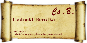 Csetneki Borsika névjegykártya